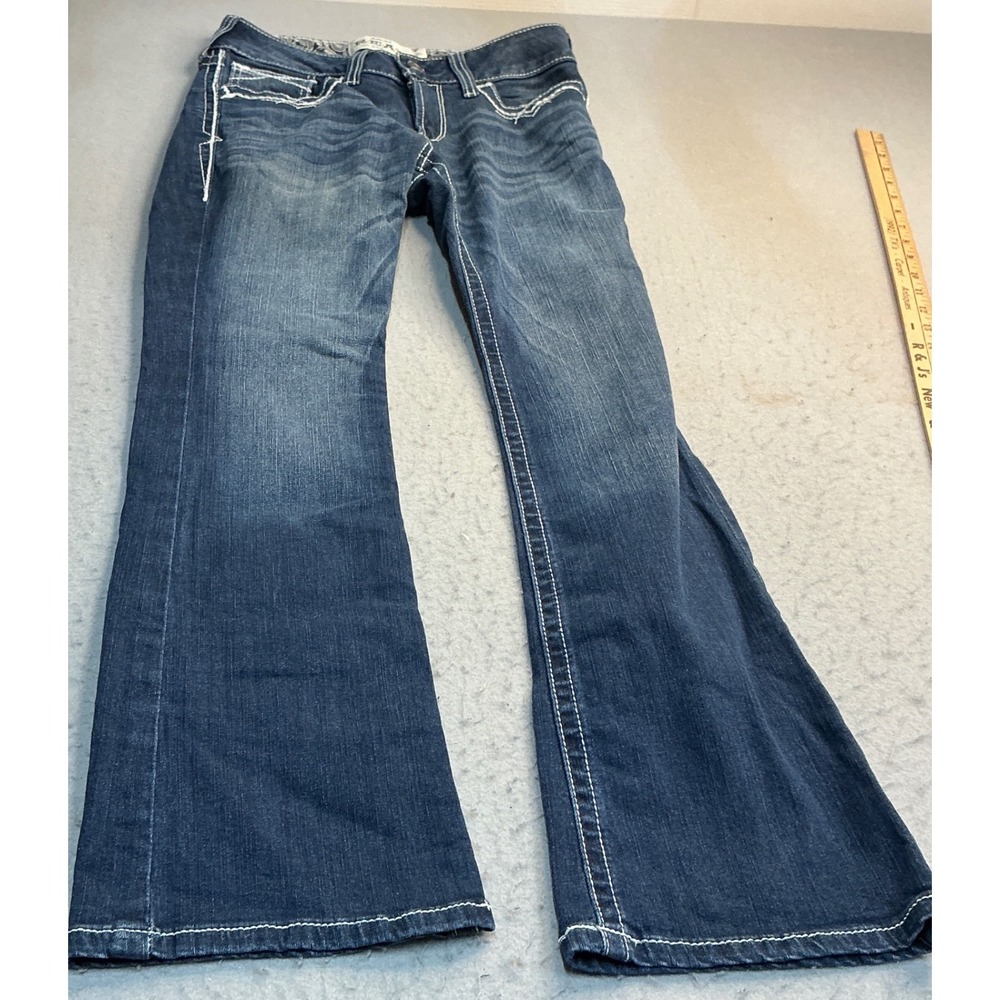 Ariat Marine Real Mid Rise Boot Entwined Jeans Heavy Stitch Bootcut Size 29S Reg